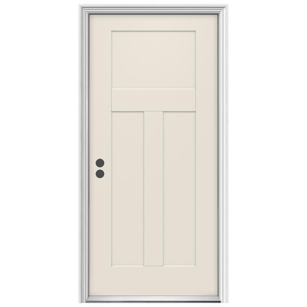 JELD-WEN 36 In. X 80 In. 3-Panel Craftsman Primed Right-Hand Inswing ...