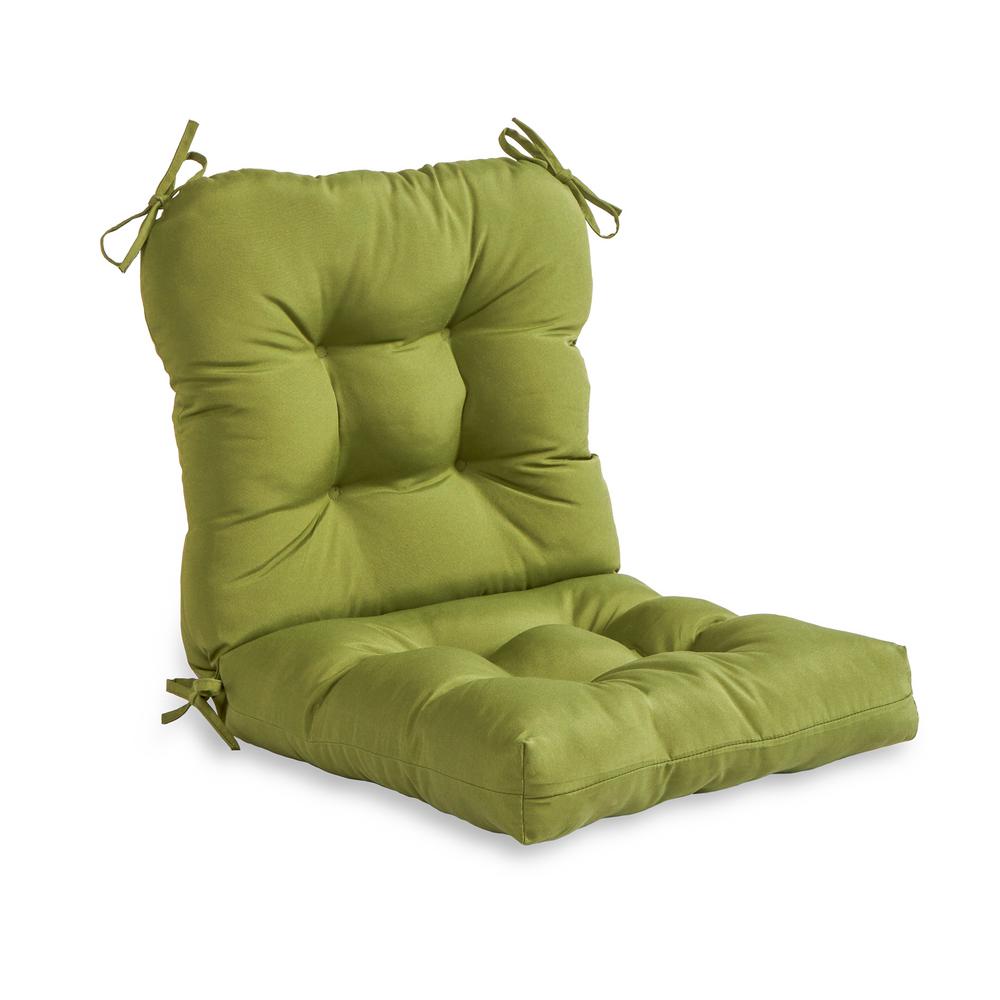 Greendale Home Fashions Solid Summerside Green Outdoor Dining Chair Cushion Oc4808 Hunter Spun S The Home Depot