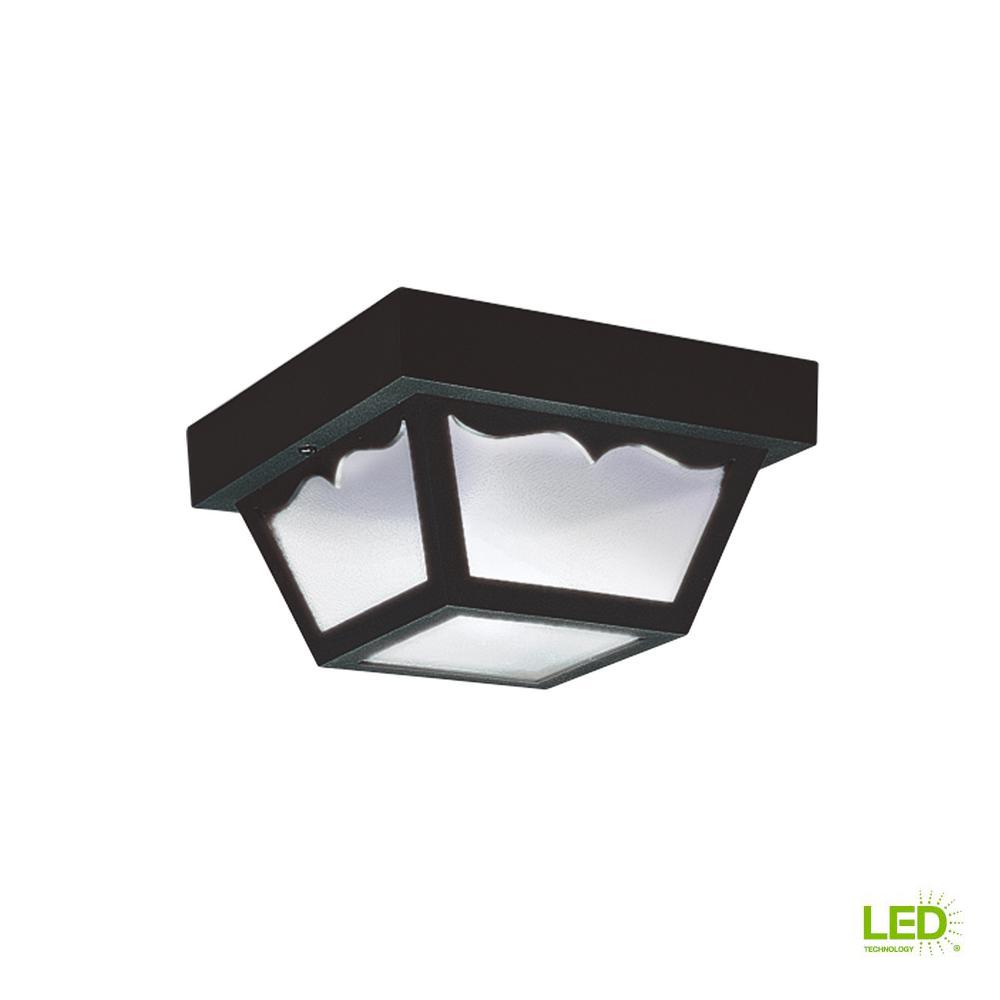 Flush Mounted Hardwired Clear Outdoor Lighting Outdoor Ceiling Clear 1 Light Flush Mount With Led Bulb