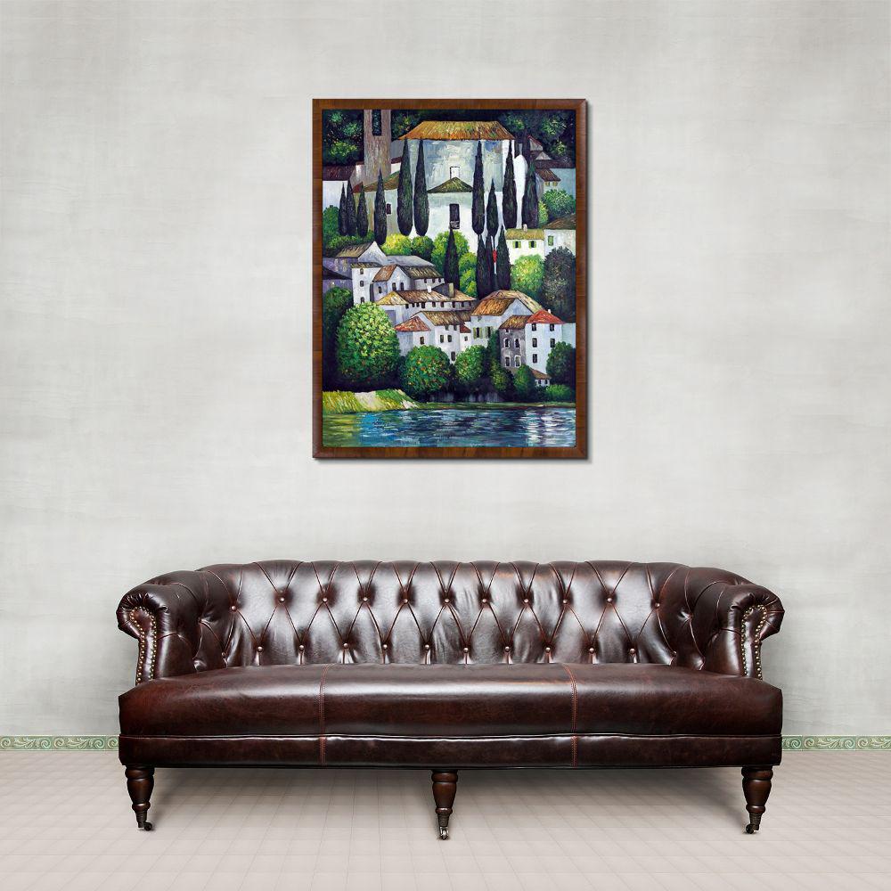LA PASTICHE 51 in. x 39 in.Church in Cassone with Panzano Olivewood Frame by Gustav Klimt Framed Wall Art, Multi-Colored was $1621.5 now $788.65 (51.0% off)