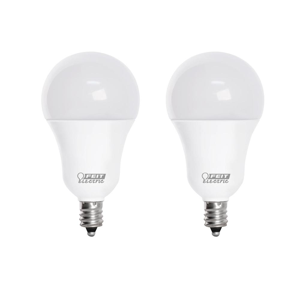 60w Equivalent A15 Candelabra Dimmable Cec Title 20 90 Cri White Glass Led Ceiling Fan Light Bulb Daylight 2 Pack