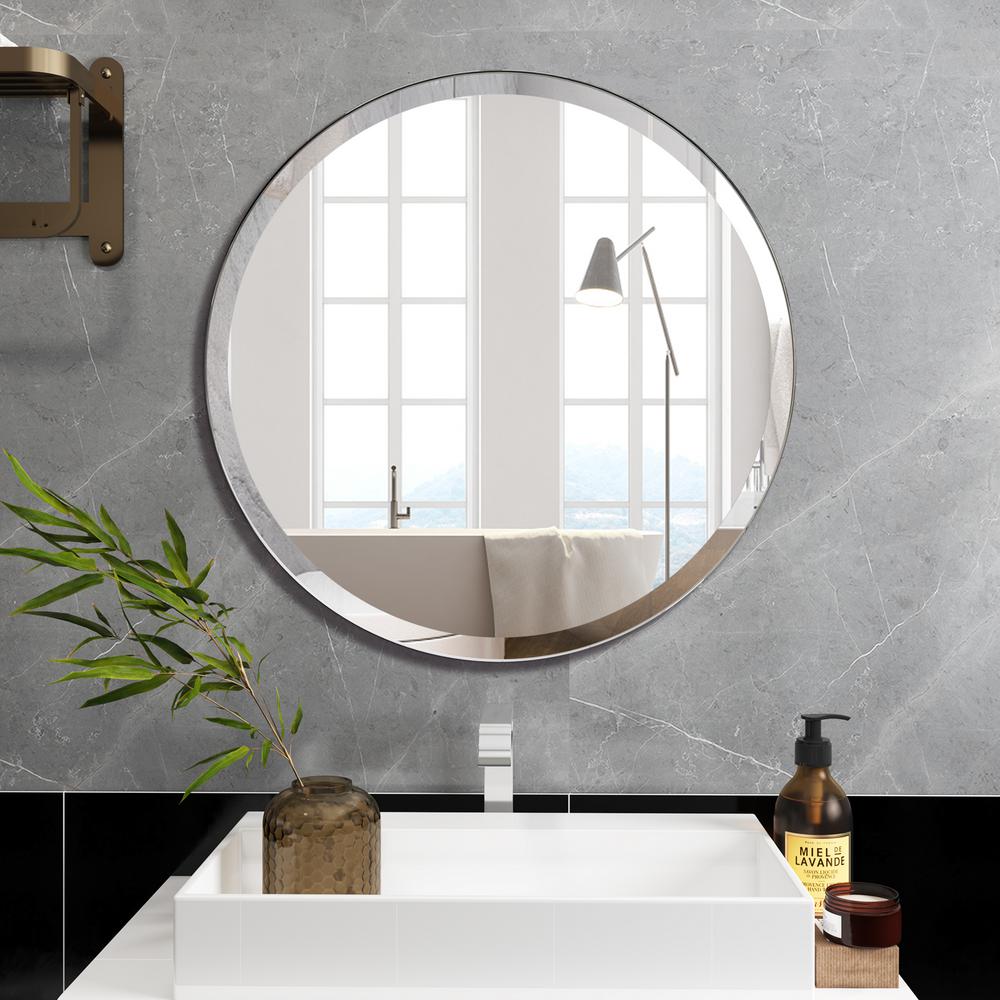 Kohros 32 In W X 32 In H Frameless Round Beveled Edge Single Mirror In Silver Br0003 2 The