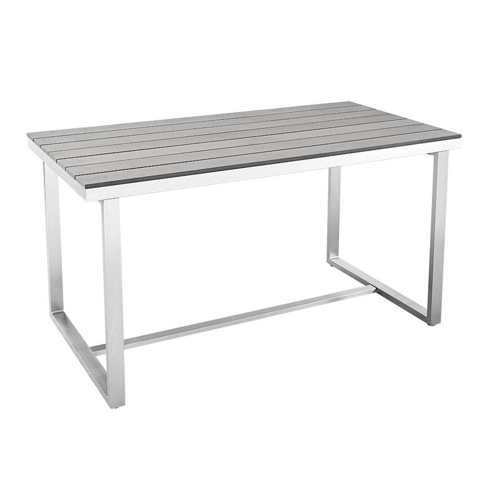 Walker Edison Furniture Company Metal Patio All Weather Grey Outdoor Dining Table