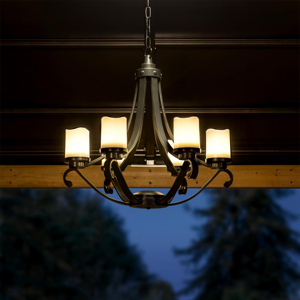 Sunjoy Oasis Collection Black Plastic Outdoor Chandelier With 6