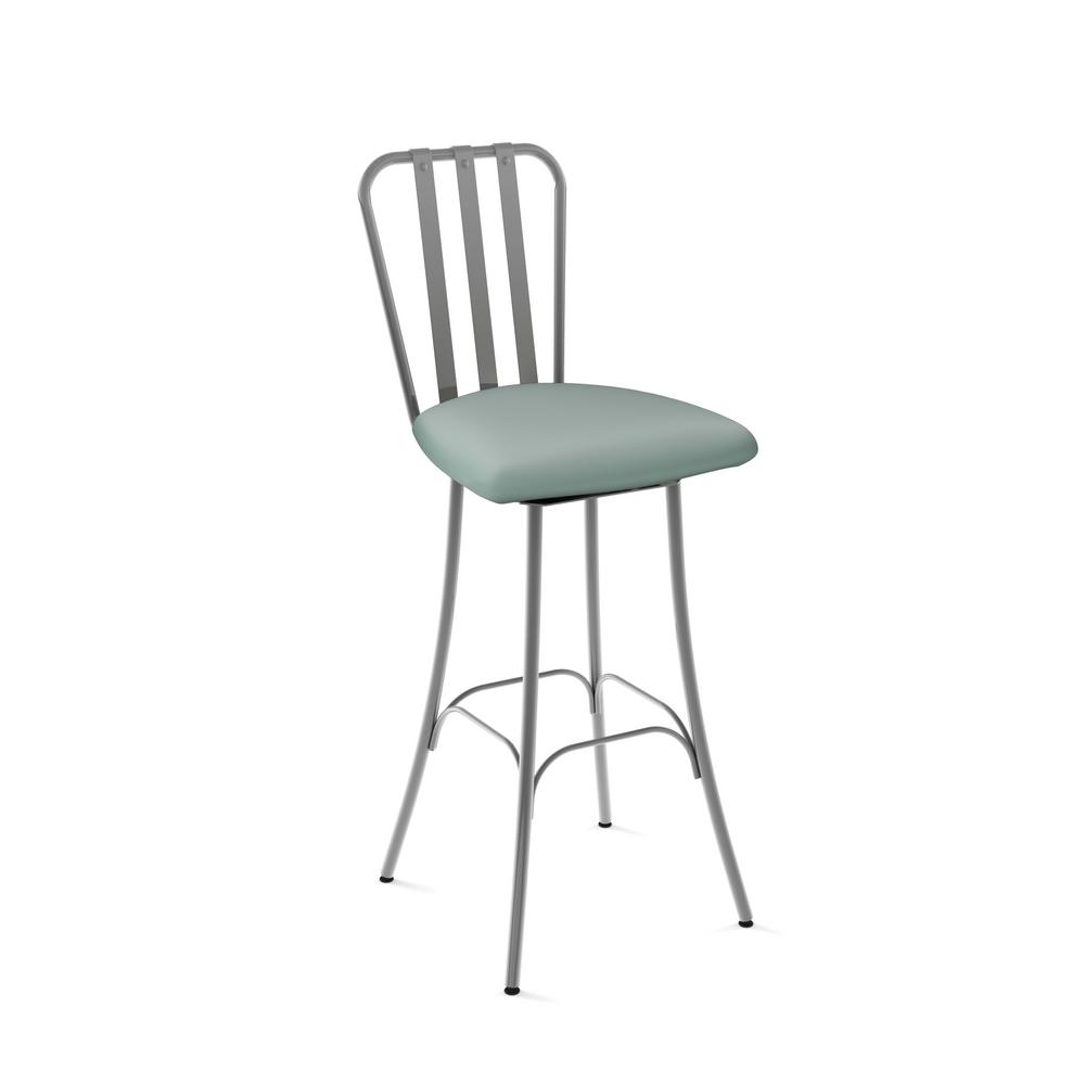 Club 30 In Glossy Grey Metal Light Aqua Blue Polyurethane Barstool Glossy Grey Metal Light Aqua Blue Polyurethane Barstool