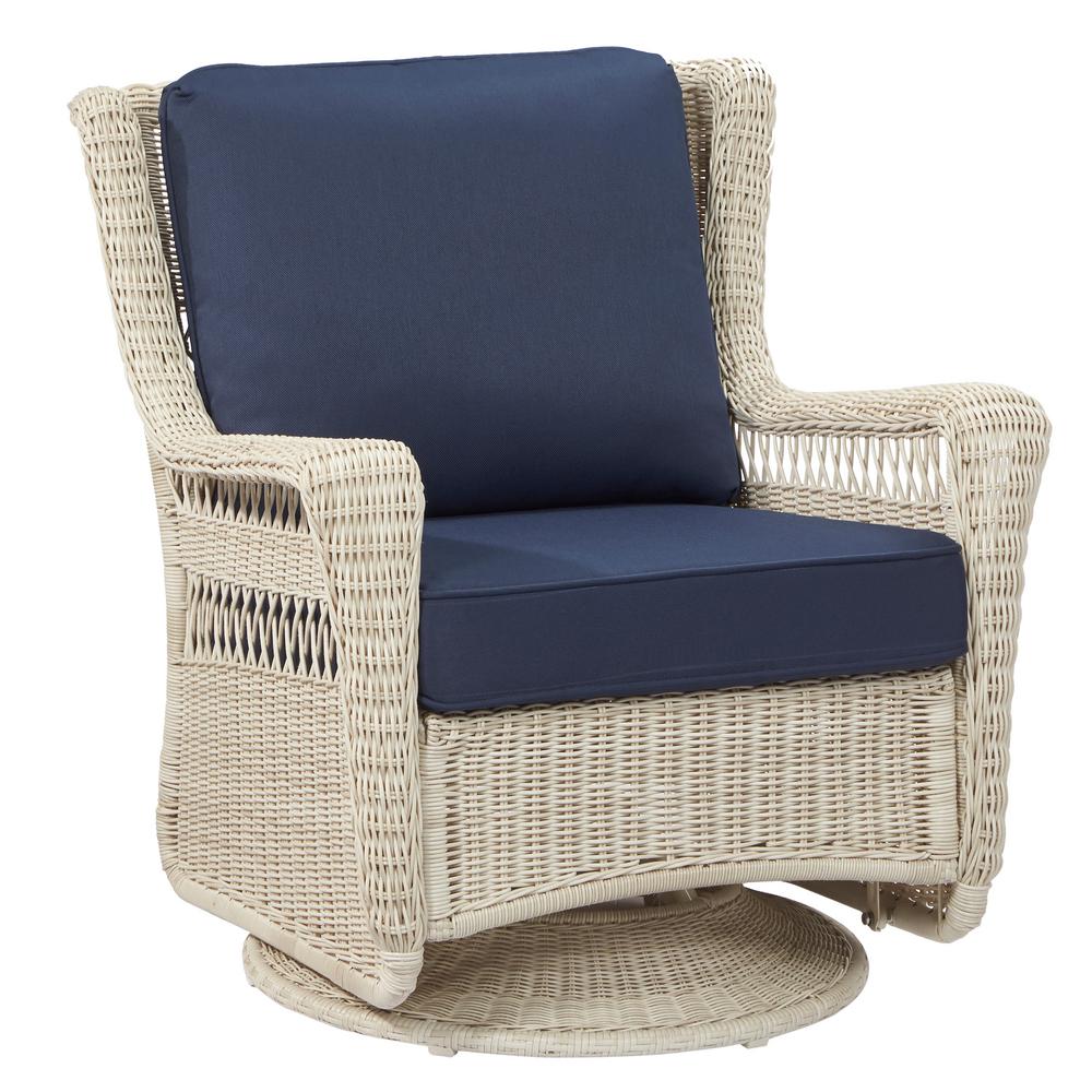 Hampton Bay Park Meadows Off White Swivel Rocking Wicker Outdoor