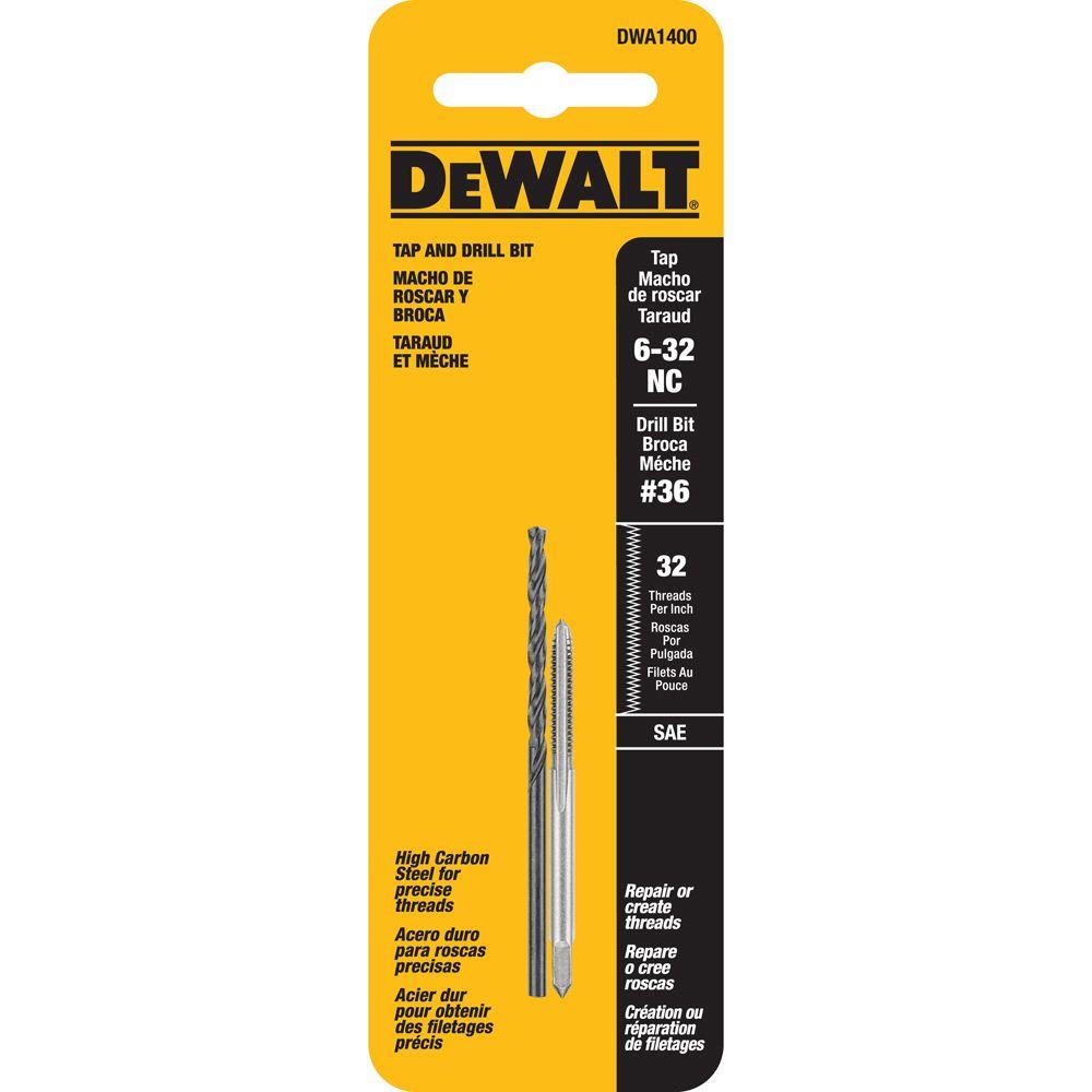 Drill Bits 2x DeWALT # 36 Black Oxide Drill Bit and 6 in x 32 NC Steel ...