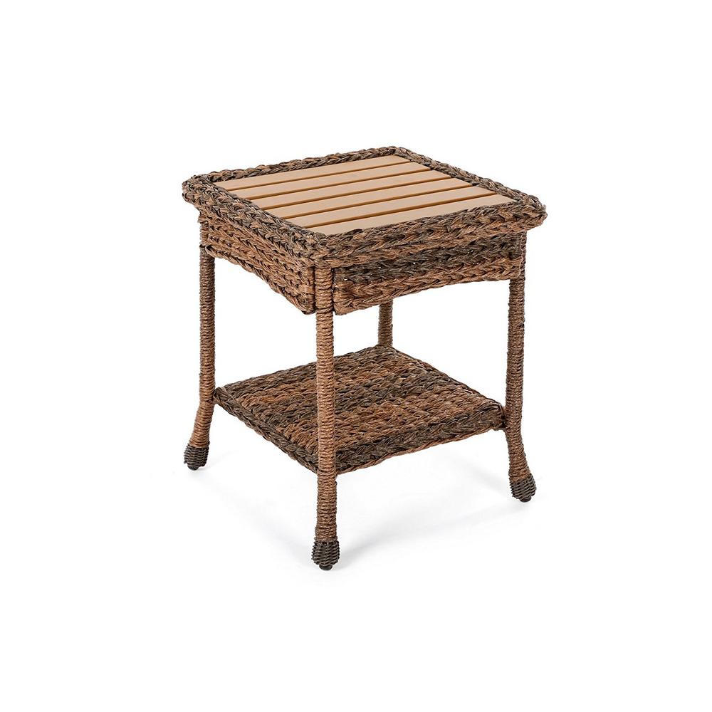 W Unlimited Rustic Wicker Outdoor Side Table-SW1529ET - The Home Depot