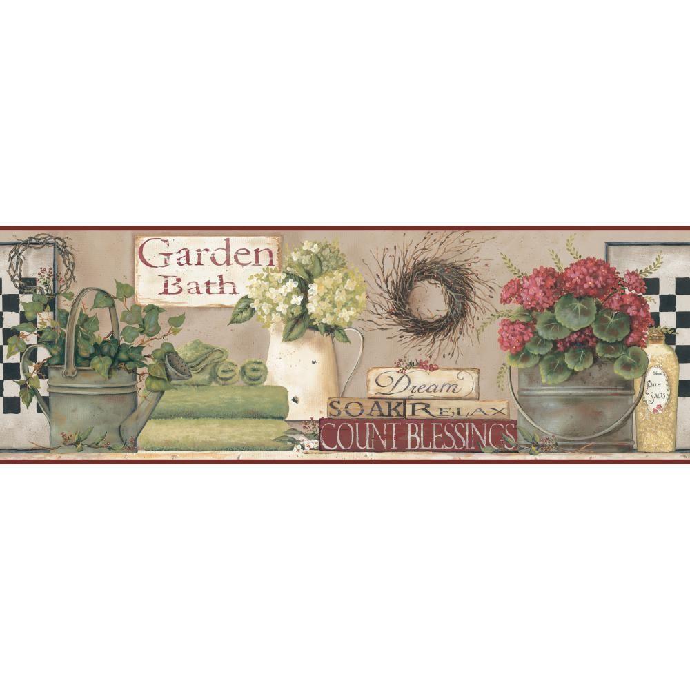 York Wallcoverings Inspired By Color Garden Bath Wallpaper BorderBG1600BD  The Home Depot