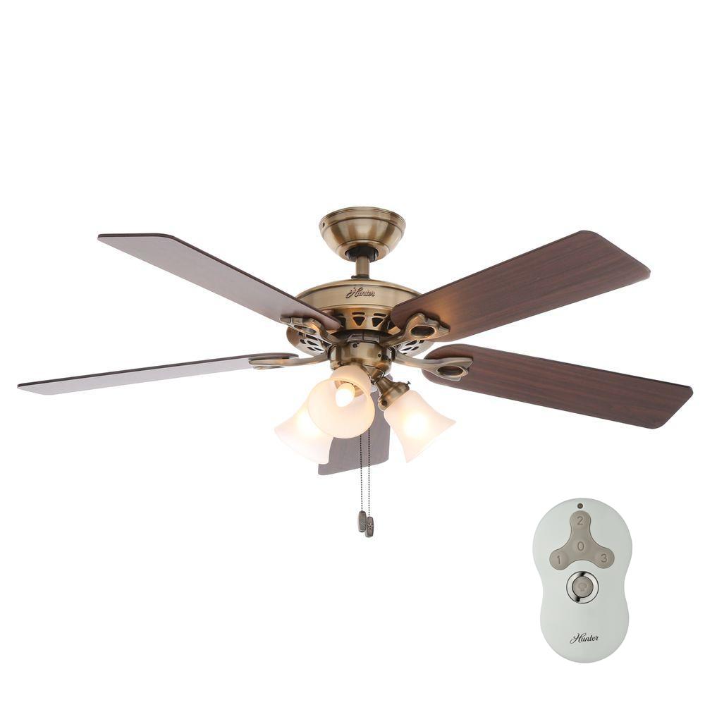 Hunter Sontera 52 In Indoor White Ceiling Fan With Universal Indoor Antique Brass Ceiling Fan With Remote