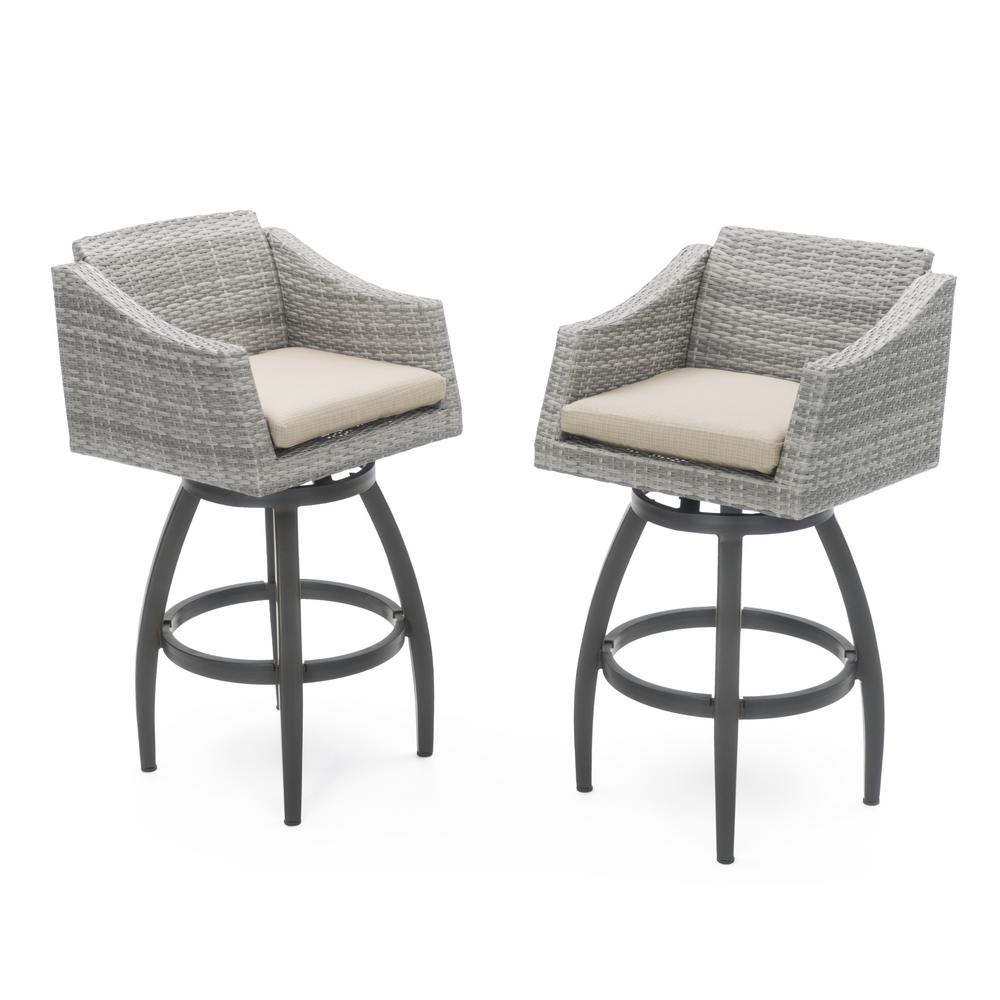 RST Brands Cannes All-Weather Wicker Motion Patio Bar Stool with Slate