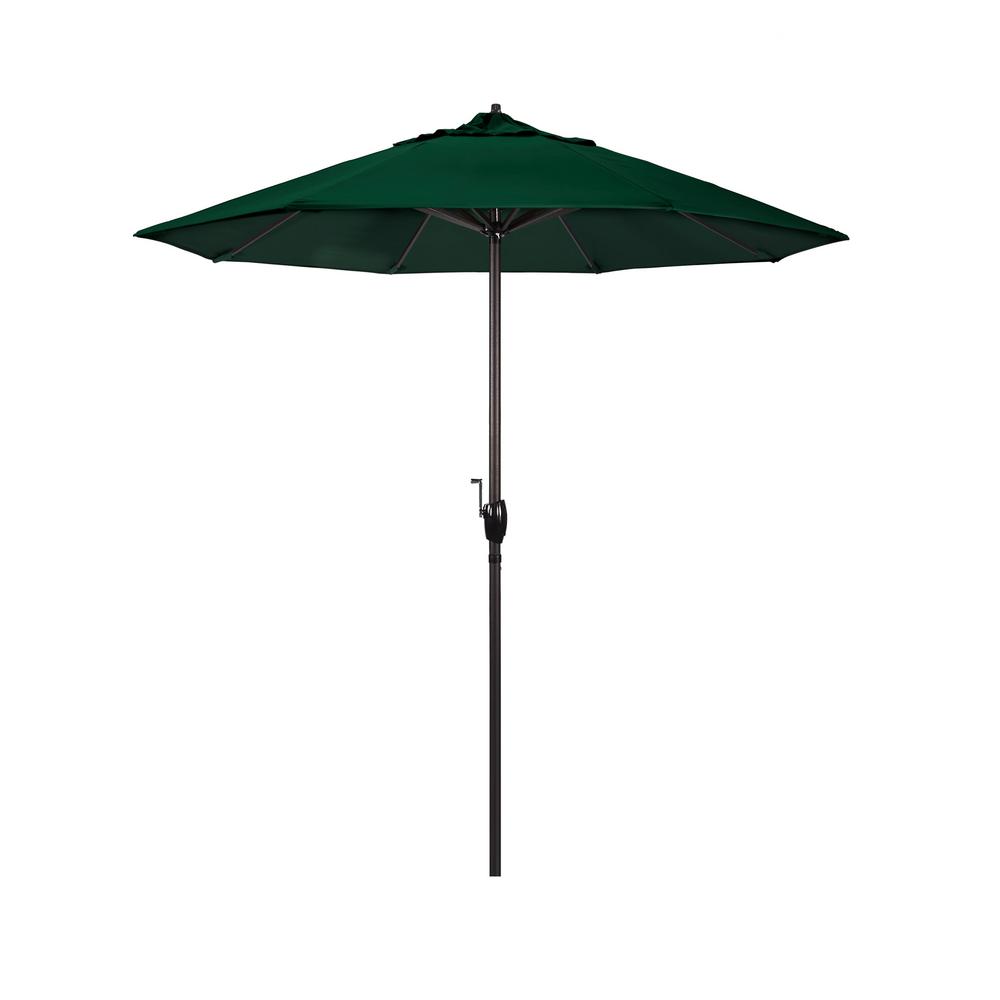 California Umbrella 7 5 Ft Bronze Aluminum Market Auto Tilt Crank Lift Patio Umbrella In Forest Green Sunbrella Ata758117 5446 The Home Depot