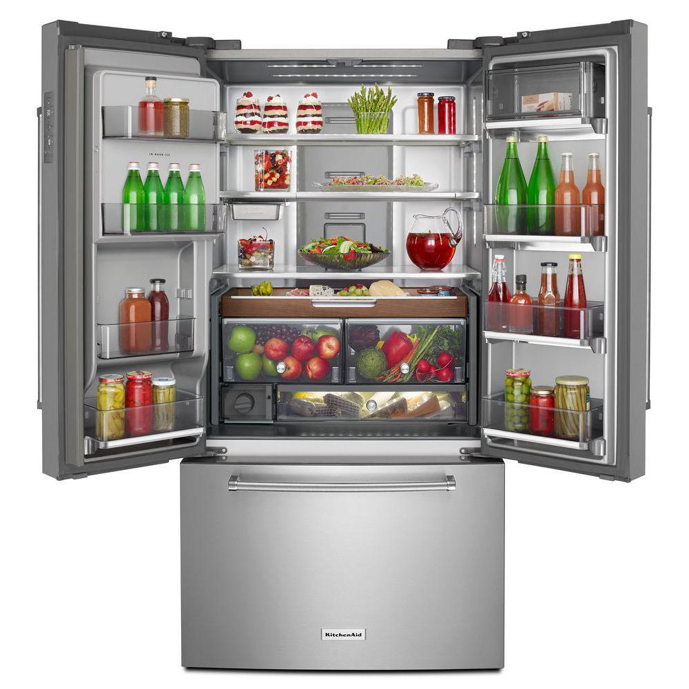 Kitchenaid 23 8 Cu Ft French Door Refrigerator In Printshield Stainless Steel Counter Depth