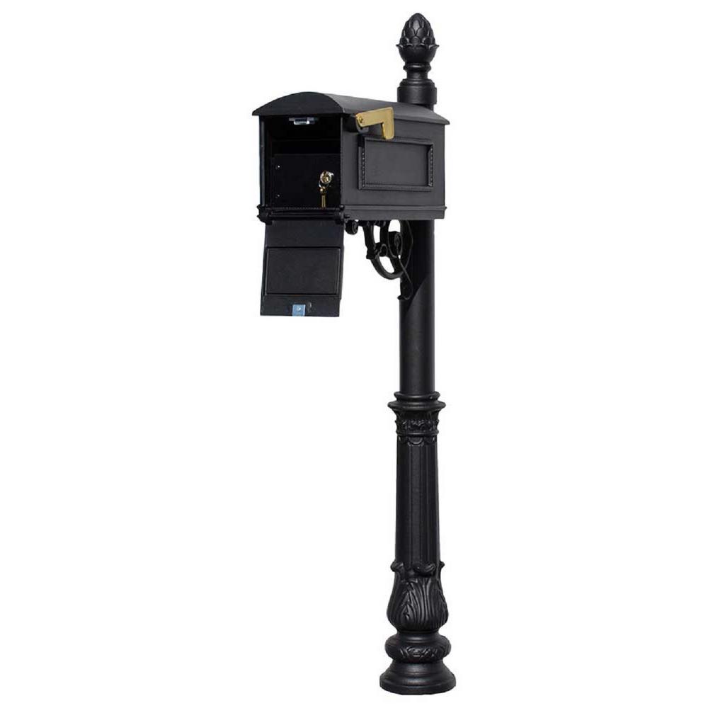 Unbranded Lewiston Black Post Mount Locking Insert Mailbox with