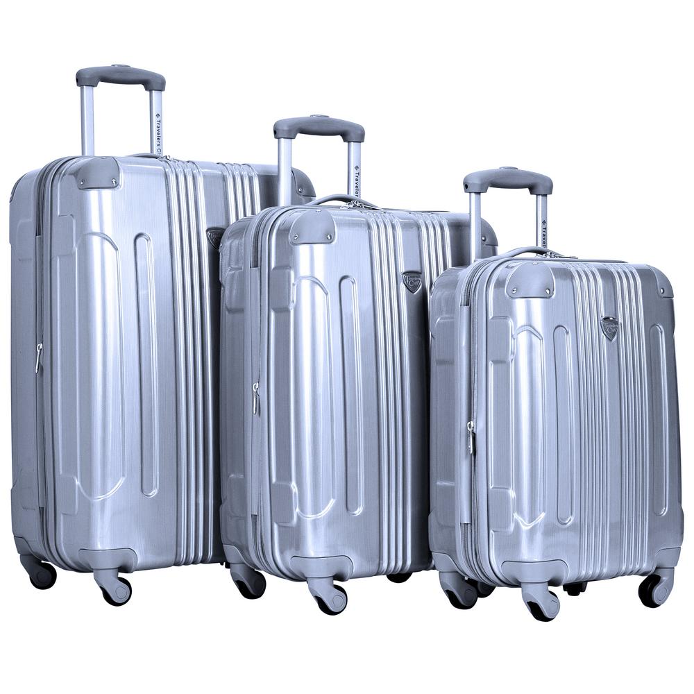 silver hard luggage