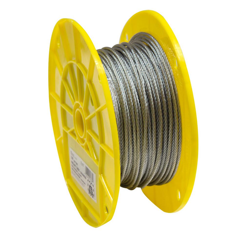 KingChain 1/8 in. x 500 ft. Galvanized Aircraft Cable 7x7 Construction Reeled503772 The Home