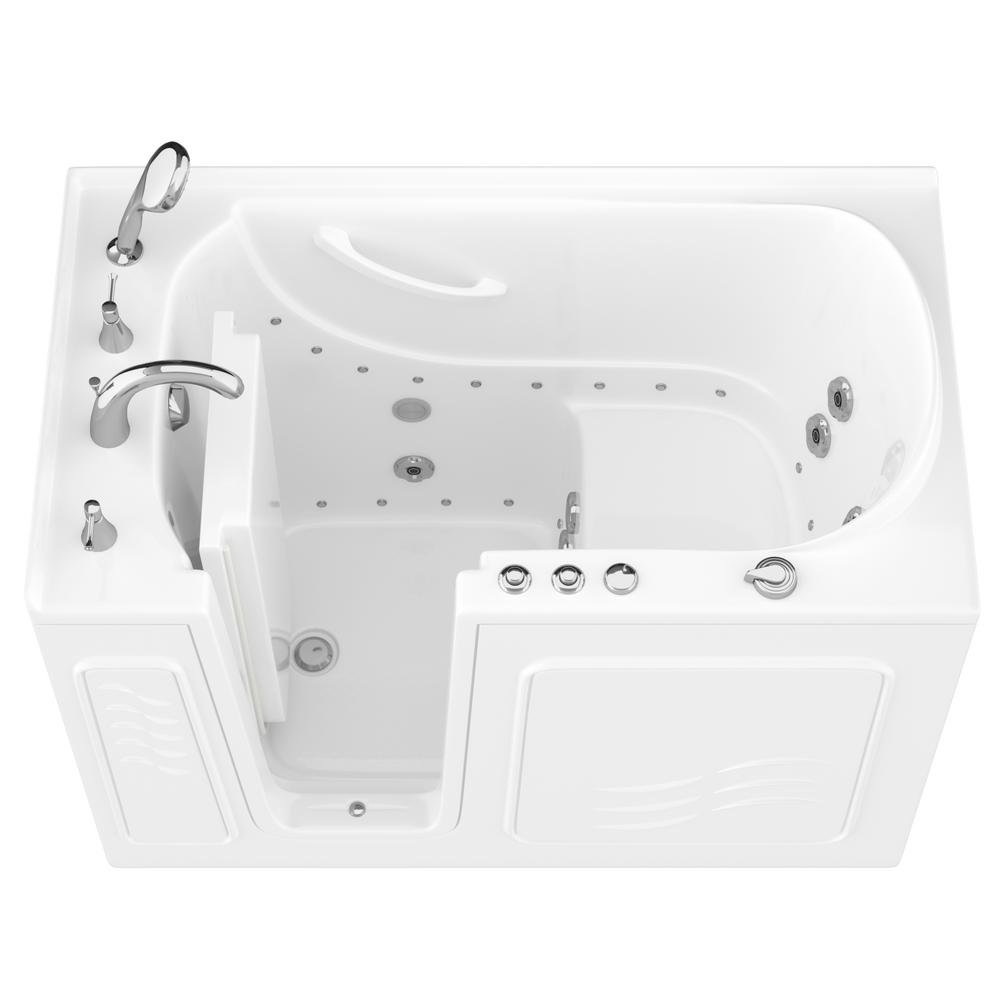 Hd Series 53 In Left Drain Quick Fill Walk In Whirlpool Bath Tub With Powered Fast Drain In White