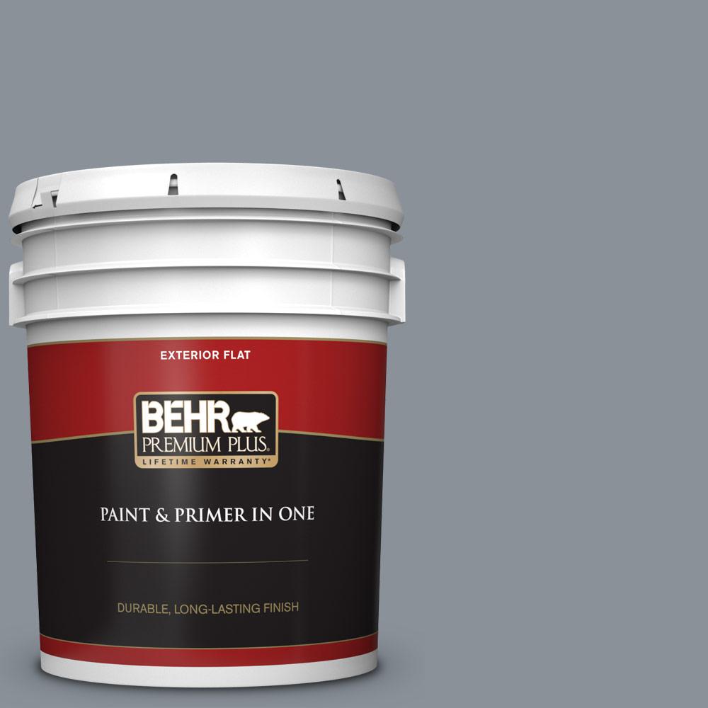 BEHR PREMIUM PLUS 5 Gal. #PPU18-04 Dark Pewter Flat Exterior Paint And ...