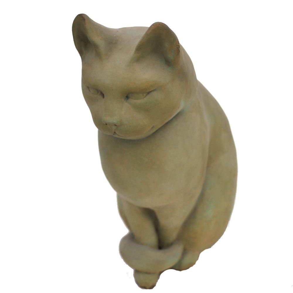 Cast Stone Classic Sitting Cat Garden Statue Weathered Bronze-GNCSC-WB ...