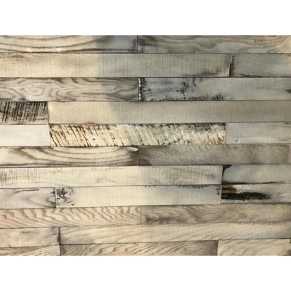 Shiplap Plank 0.5 in. H x 3.5 in. W x 12 in. 36 in. L Whitewash Wood Wall Planks (20 sq. ft