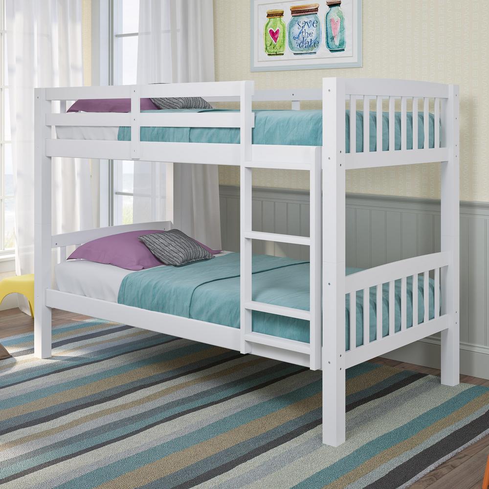 white single bunk beds