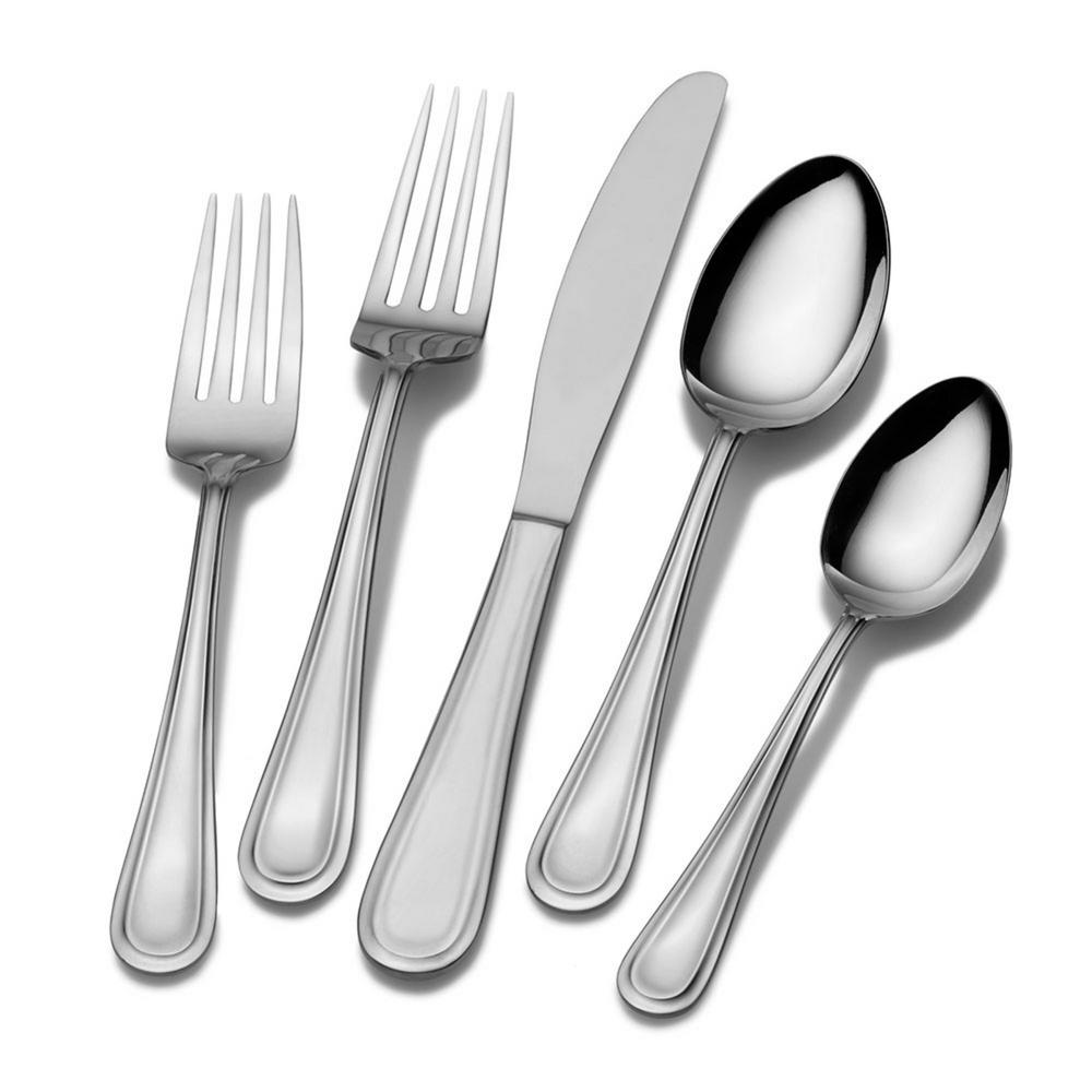 UPC 028225653566 product image for Pfaltzgraff Forte 45-Piece Stainless Steel Flatware Set with Wire Caddy, Silver | upcitemdb.com