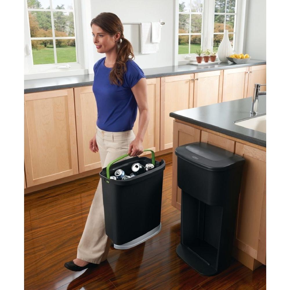 Rubbermaid Recycling Bin 13.2 Gal 2in1 Premium Plastic Liner Lock