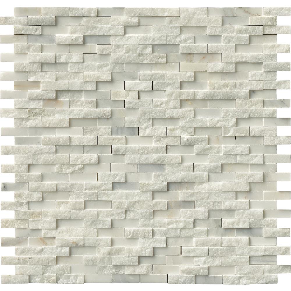 Msi Greecian White Splitface 12 In X 12 In X 10mm Marble Mesh