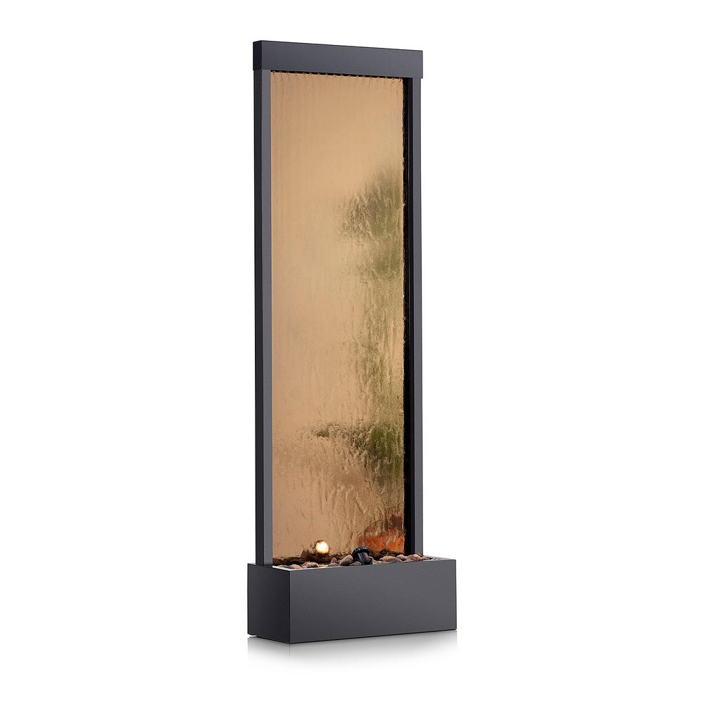 Alpine Corporation 72 in. Tall Indoor/Outdoor Mirror Zen Waterfall Fountain with Stones and