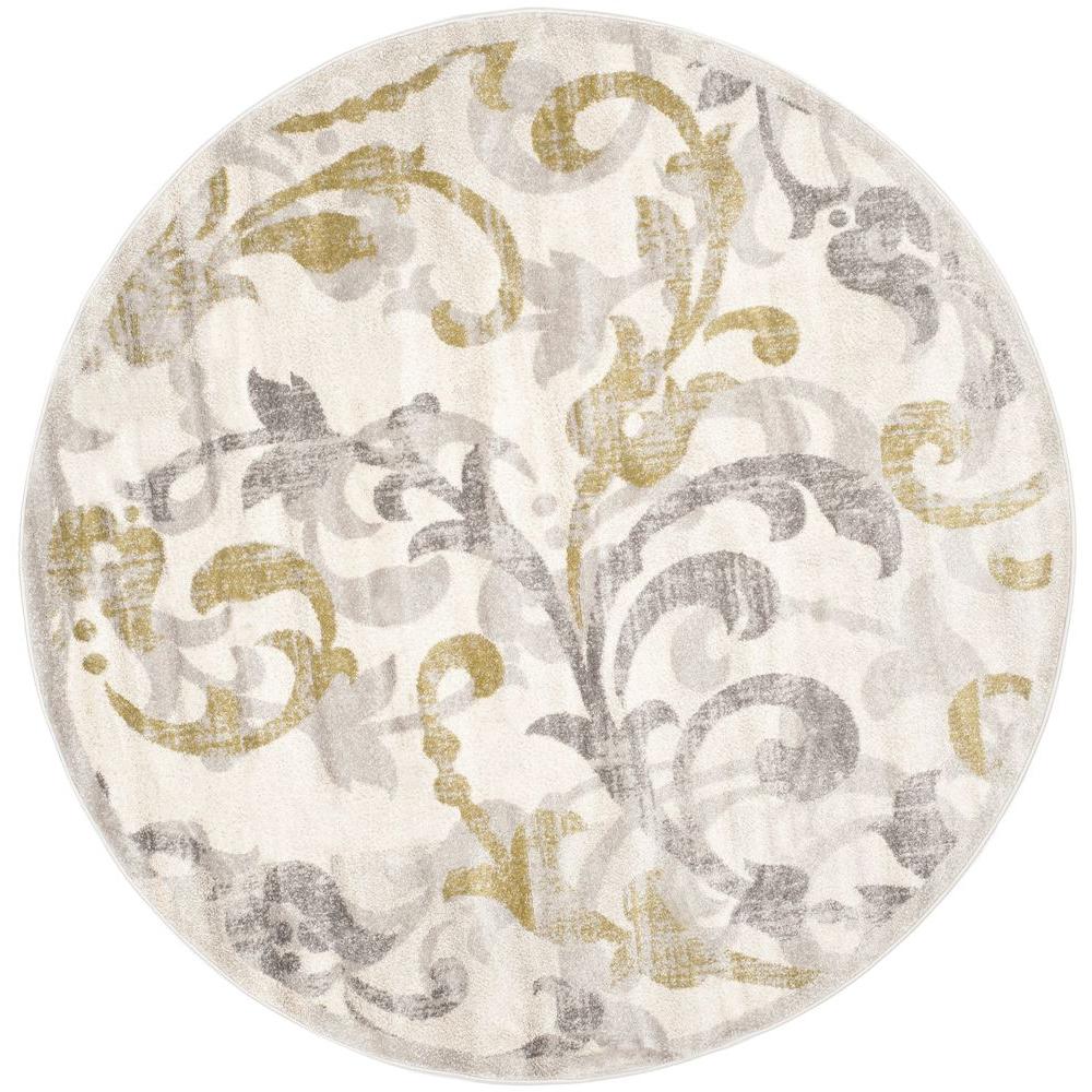 Safavieh Amherst Ivory/Light Gray 7 ft. x 7 ft. Indoor/Outdoor Round