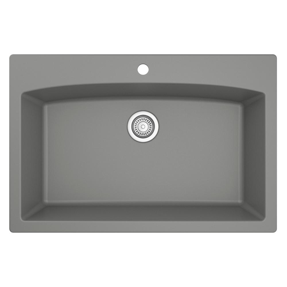 Karran Drop-in Quartz Composite 33 In. 1-hole Single Bowl Kitchen Sink 