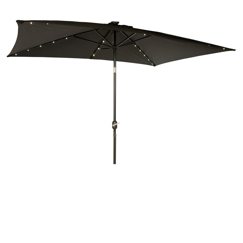 Trademark Innovations 10 Ft X 6 5 Ft Rectangular Solar Powered Led Lighted Patio Umbrella In Black Umbled Rect Blk The Home Depot