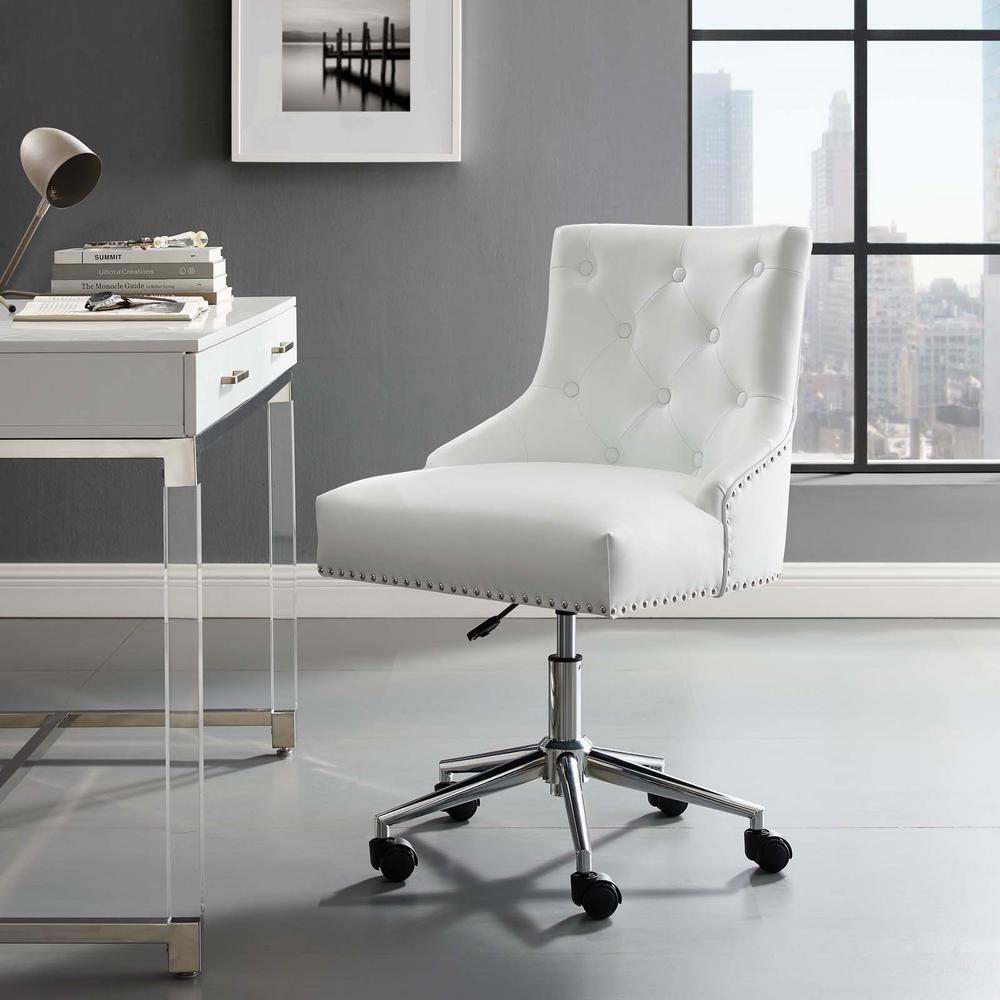 Modway Regent White Tufted On Swivel Faux Leather Office