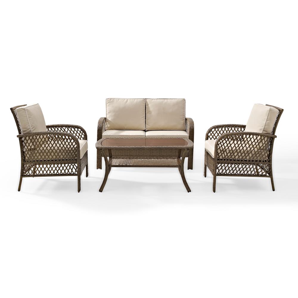 Crosley Tribeca 4 Piece Wicker Outdoor Patio Seating Set With Sand Cushions Ko70037dw Sa The Home Depot