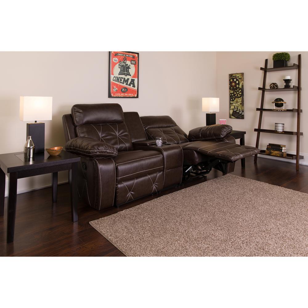 Flash Furniture Reel Comfort Series 2 Seat Reclining Brown Leather Flash Furniture Reel Comfort Series 2 Seat Reclining Brown Leather Theater Seating Unit With Straight