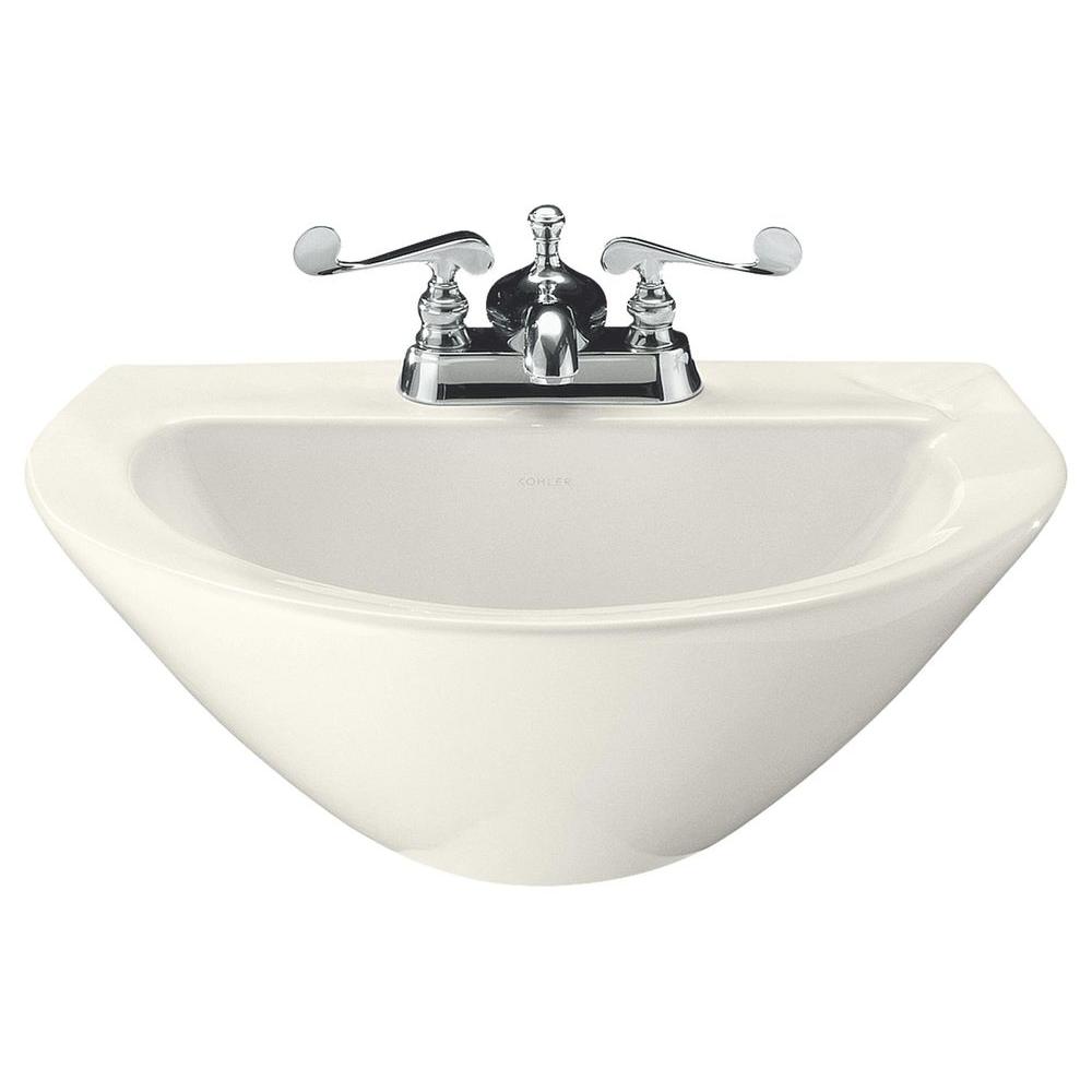 Kohler Parigi 3 1 2 In Vitreous China Pedestal Sink Basin In Biscuit With Overflow Drain K 2176 1 96 The Home Depot