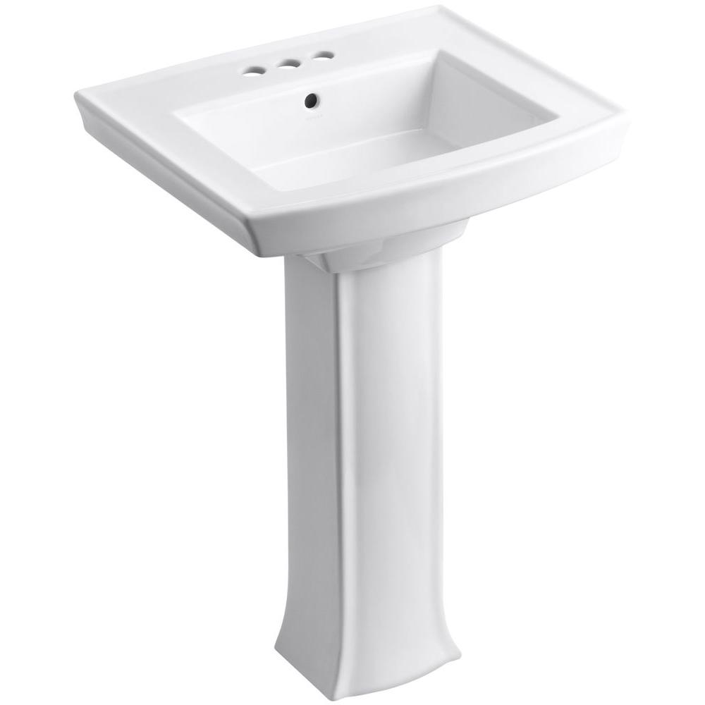 Kohler Archer Vitreous China Pedestal Combo Bathroom Sink In White With Overflow Drain