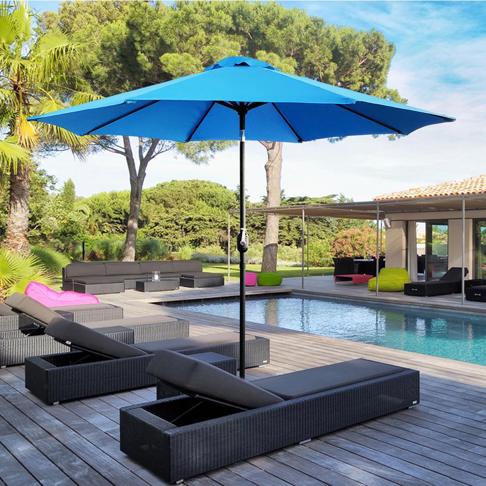 Maypex 9 Ft Steel Crank And Tilt Market Patio Umbrella In Aqua 300002 A The Home Depot