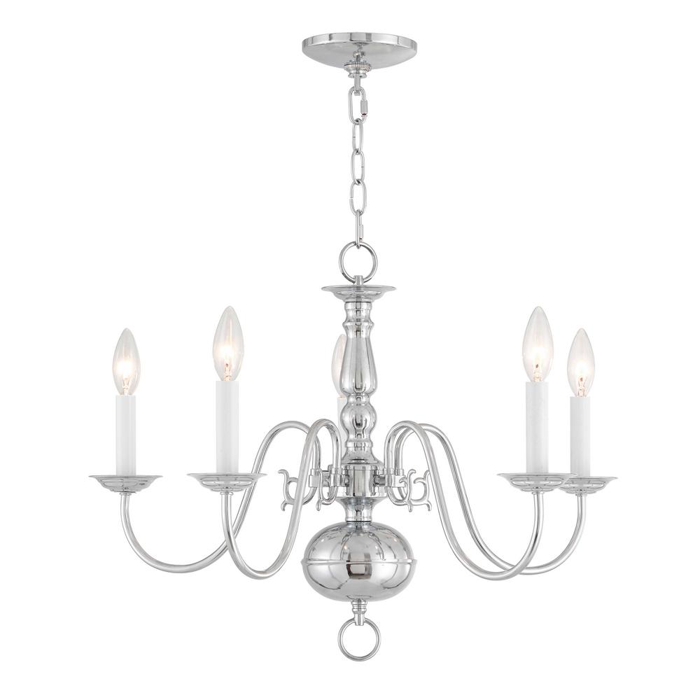 Livex Lighting Williamsburgh 5 Light Polished Chrome Chandelier Livex Lighting Williamsburgh 5 Light Polished Chrome Chandelier