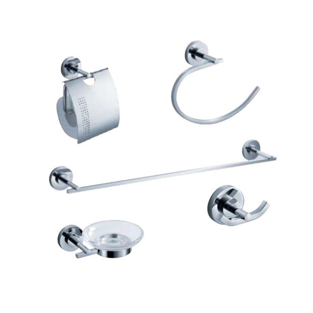 Fresca Alzato Brass 5 Piece Bathroom Accessory Set In Chrome Fac0800 The Home Depot