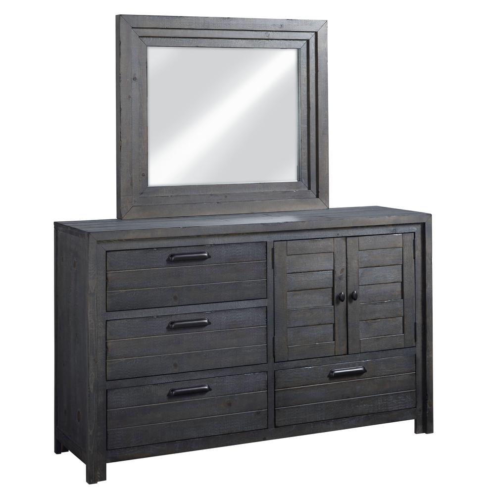 Theory 4 Drawer Distressed Dark Gray Dresser With Mirror