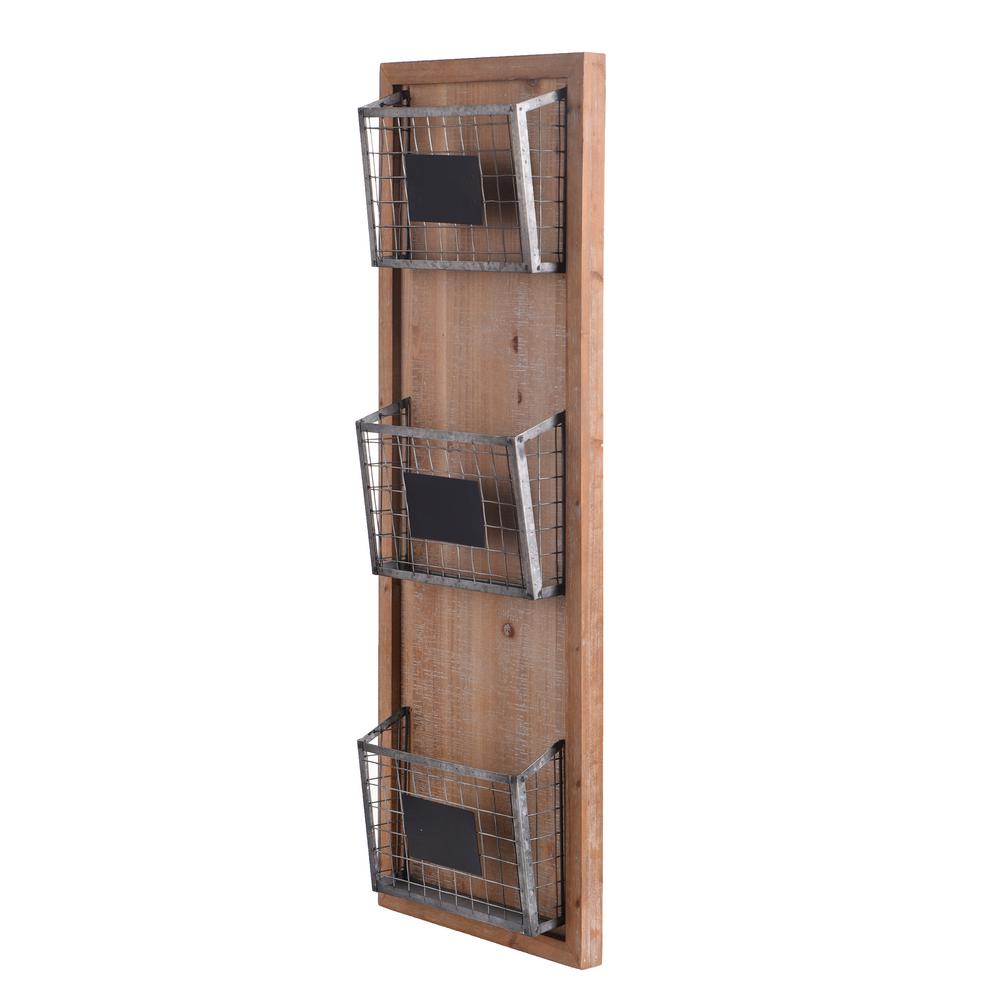 Stylewell 37 In H X 13 In W X 4 In D Stylewell Wood Wall Organizer With 3 Metal Wire Baskets Dw64882hd The Home Depot