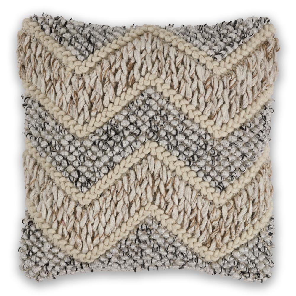 Kas Rugs Beige/Grey Elements 18 in. x 18 in. Decorative Pillow