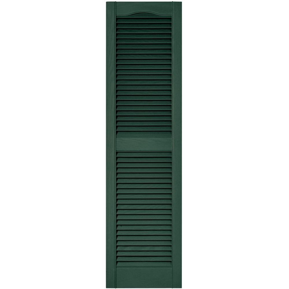 Green Louvered Exterior Shutters The Home Depot Louvered Vinyl Exterior Shutters Pair In 028 Forest