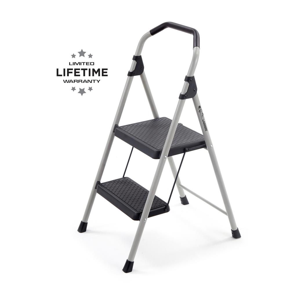 Gorilla Ladders 2-Step Lightweight Steel Step Stool Ladder With 225 Lbs ...