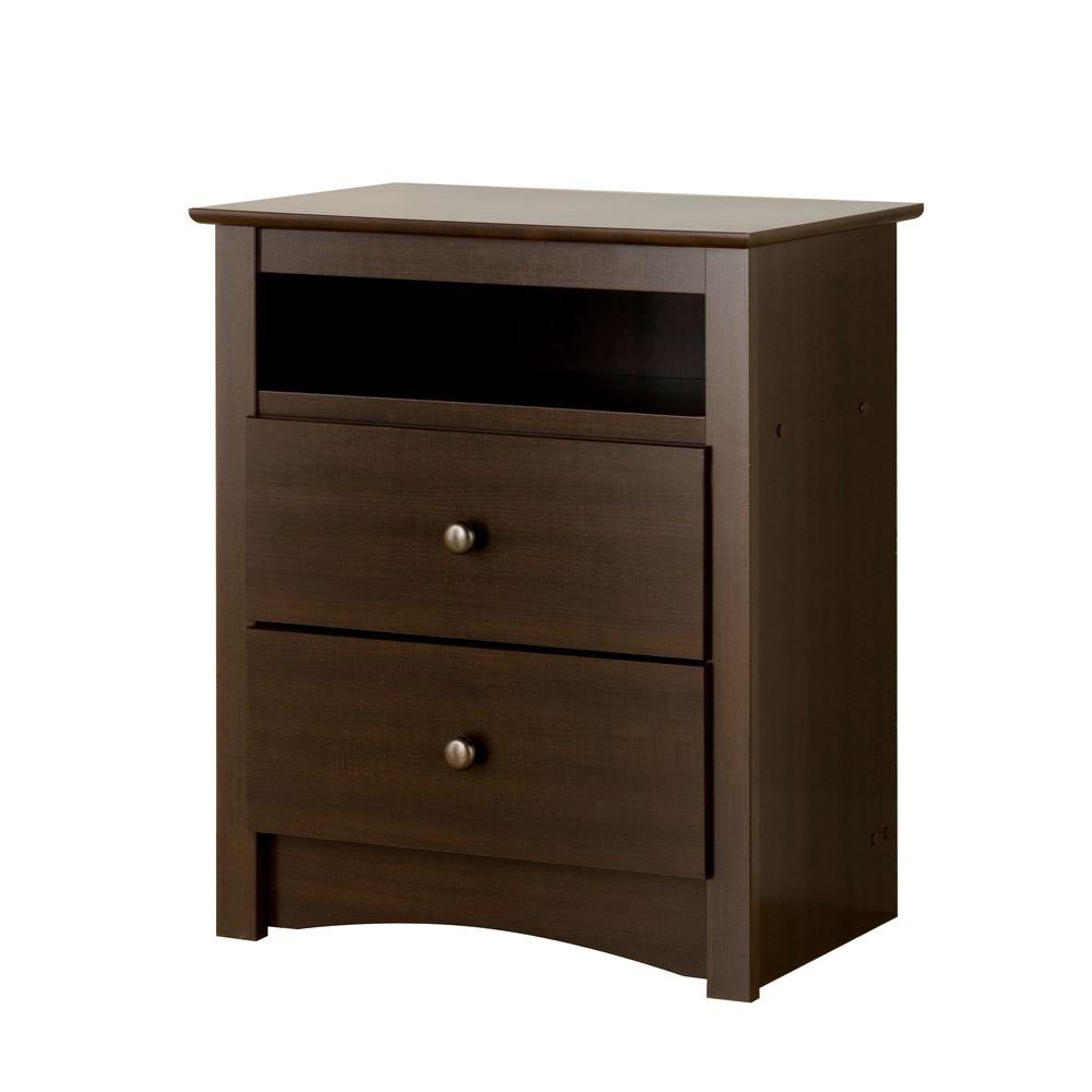 Prepac Fremont 2 Drawer Espresso Nightstand Edc 2428 The Home Depot