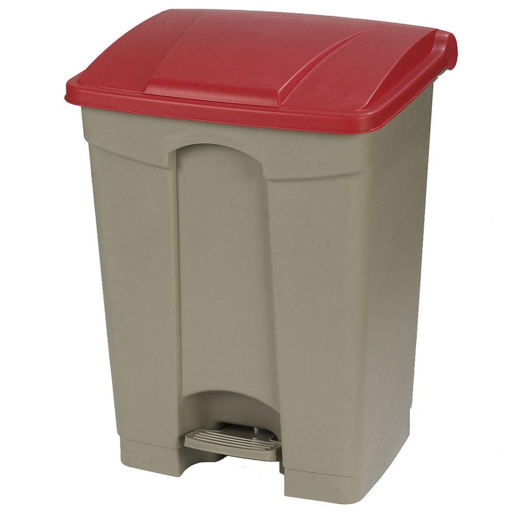 Carlisle 18 Gal. Beige Rectangular Touchless StepOn Trash Can with Red