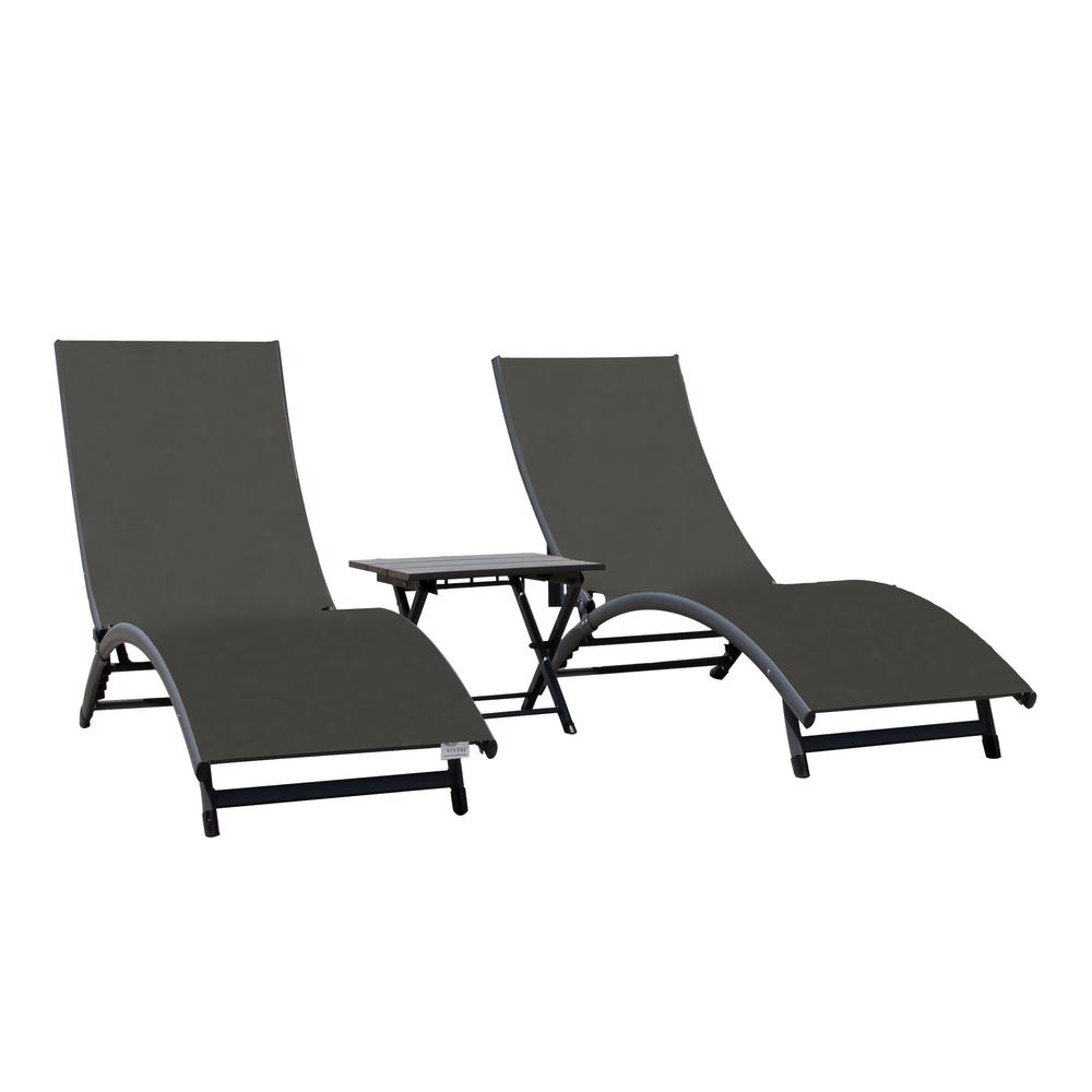  Vivere  Coral Springs Grey 3 Piece Aluminum Outdoor  Chaise 