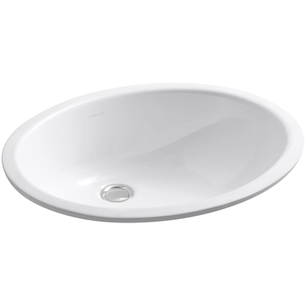KOHLER Caxton Undermount Rectangular Bathroom Sink with Overflow and Clamp Assembly in WhiteK