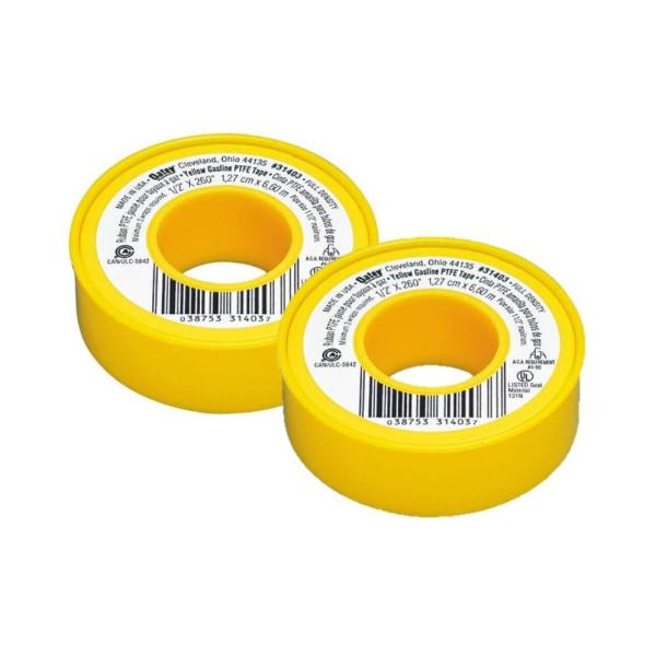 Oatey 1/2 in. x 260 in. Yellow Thread Sealing PTFE Plumber's Tape (2Pack)31403D1 The Home Depot